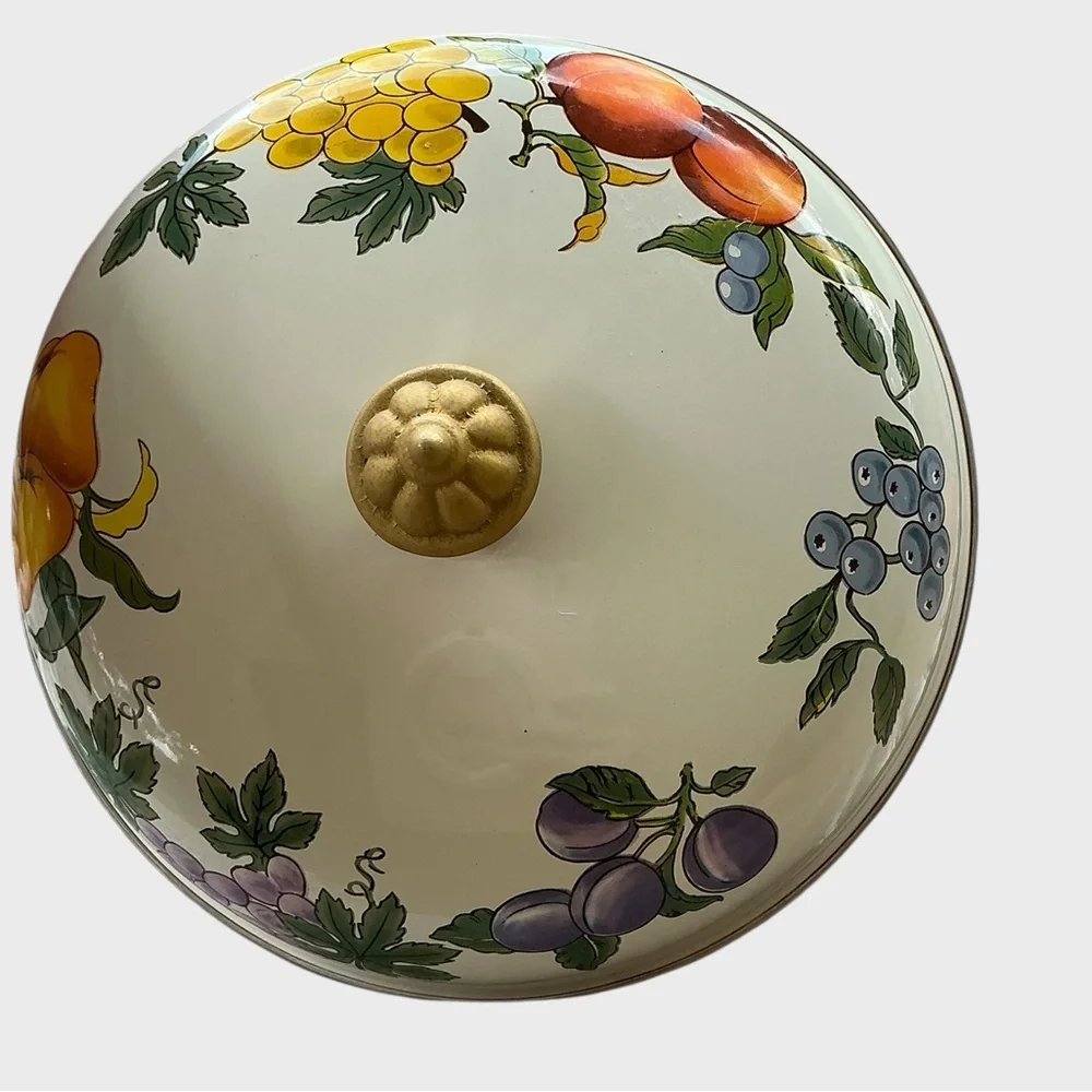 Tabletops Unlimited Essence Enamelware Lid 10” Replacement Pot Lid Vintage Fruit